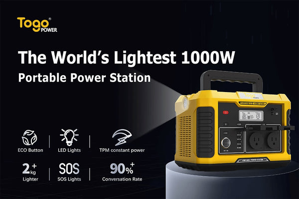 TogoPower Launched The World's Lightest 1000W Portable Power Station